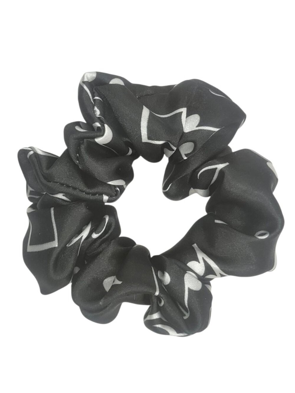 Satin Hair Scrunchie Music Notes Print